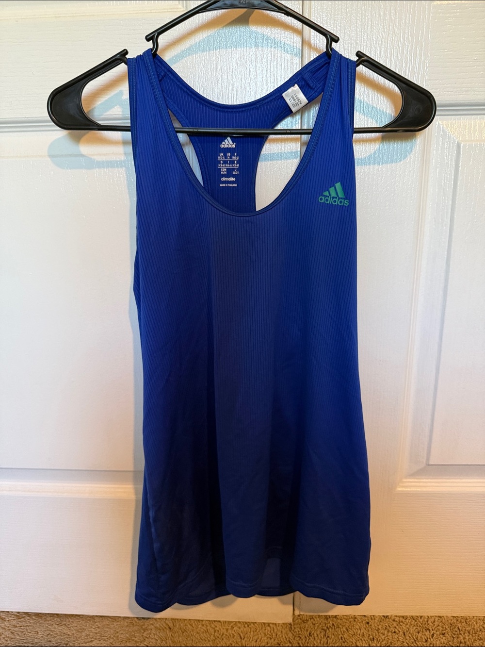 adidas Blue Athletic Racerback Tank with Teal Logo